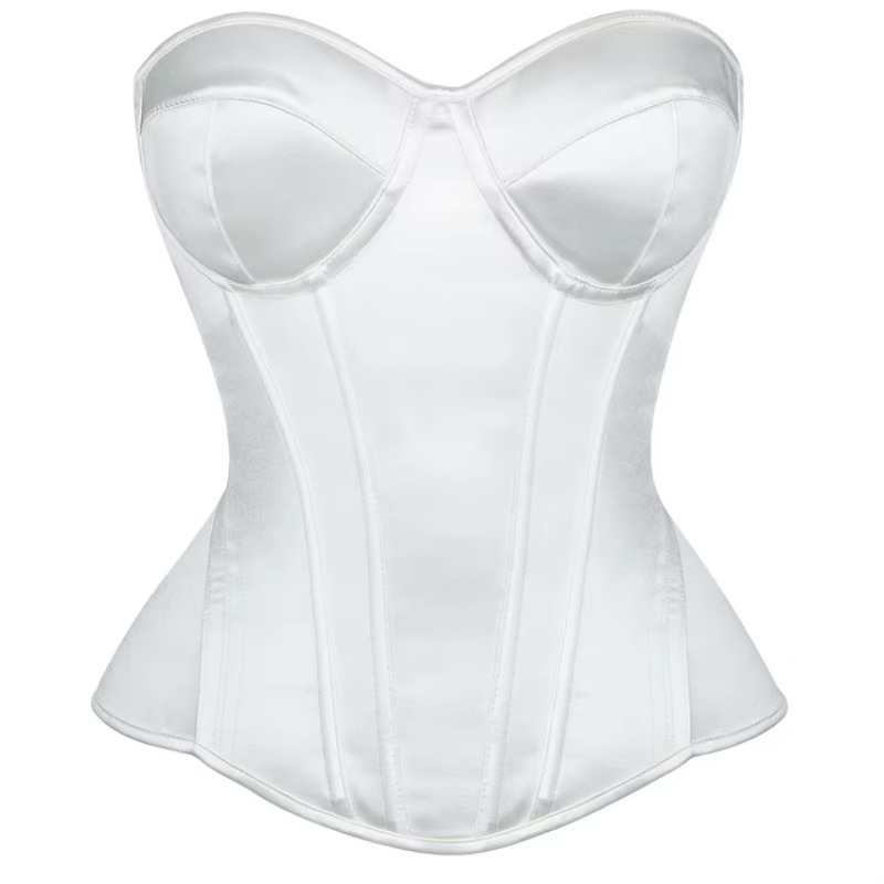Boning Corset Steel - Biały gorset damski typu overbust, top