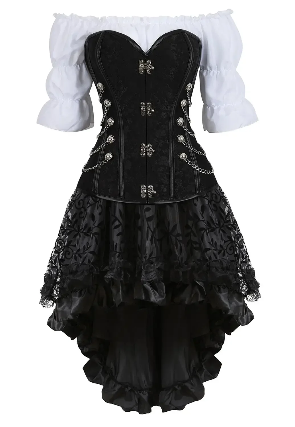 Boning Corset Steel - Damski gorset piracki skórzany stalowy gorset