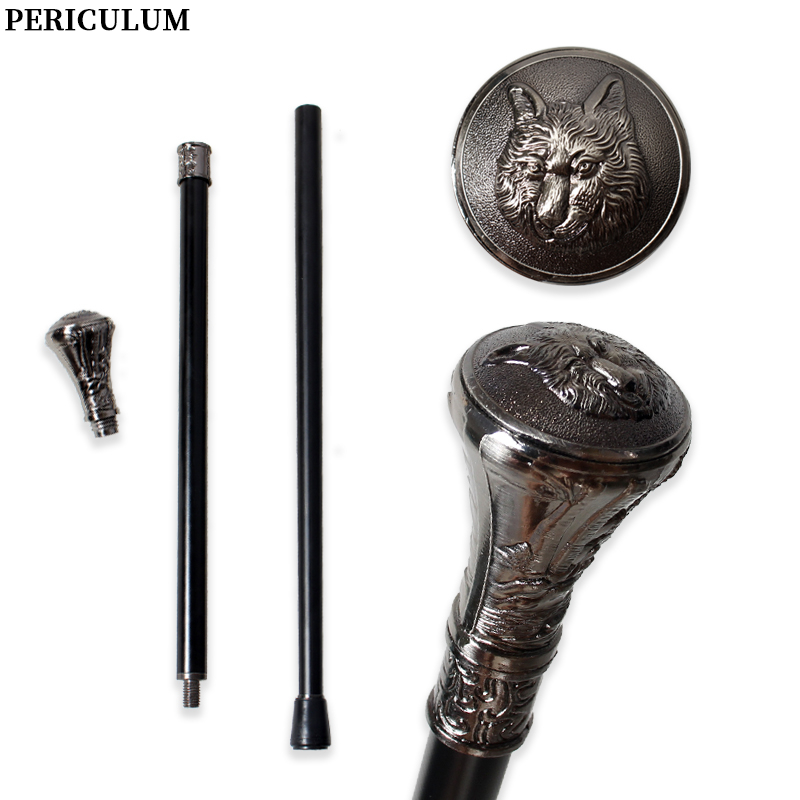 Detachable Cosplay Prop - Antyczna srebrna laska z rzeźbioną głową